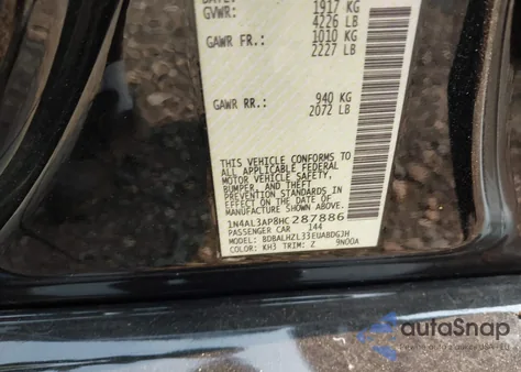 2017 Nissan Altima 2.5 Sr from USA, damaged, VIN 1N4AL3AP8HC287886